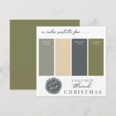 Olive Green Navy Blauw & Goud Kleur Palet Kaart (Voorkant / Achterkant)
