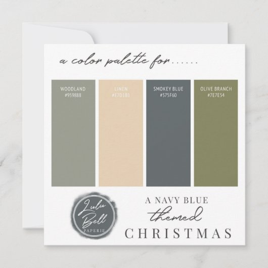 Olive Green Navy Blauw & Goud Kleur Palet Kaart (Voorkant)