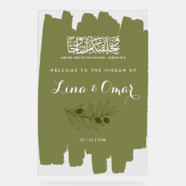 Olive Green Nikkah Acrylic Sign Acryl Bord