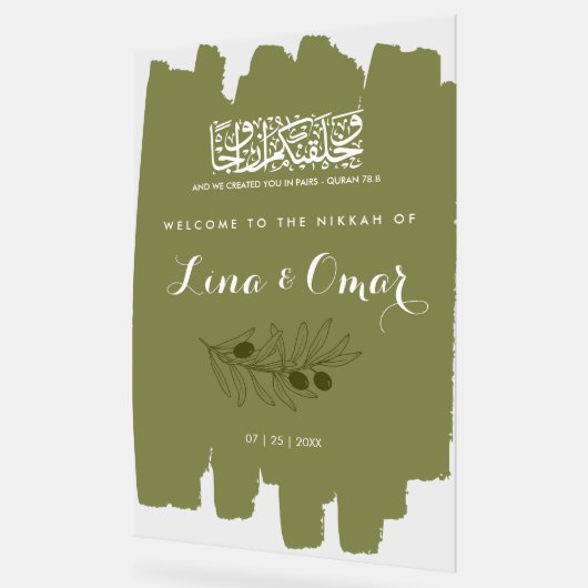 Olive Green Nikkah Acrylic Sign Acryl Bord (Hoek)