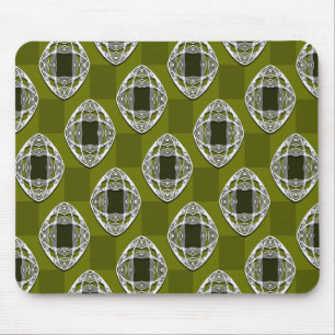 Olive Green Nouveau Gecontroleerd Patroon Muismat