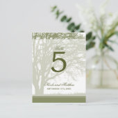 Olive Green Oak Tree Fall Trouwtafel Nummer Briefkaart (Staand voorkant)