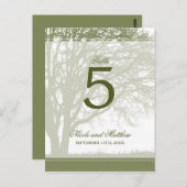 Olive Green Oak Tree Fall Trouwtafel Nummer Briefkaart (Voorkant / Achterkant)