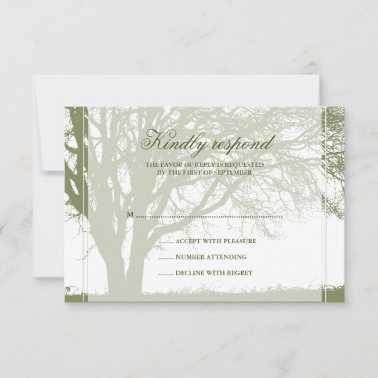 Olive Green Oak Winter Weduwreactiekaart RSVP Kaartje (Voorkant)