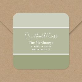 Olive Green Paint Swatch Nieuw adres Vierkante Sticker