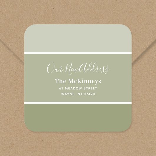 Olive Green Paint Swatch Nieuw adres Vierkante Sticker