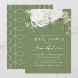 Olive Green Peony Flower Vrijgezellenfeest Kaart