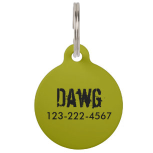 Olive Green Personalized Dog Label Dawg Add Pet Na Huisdierpenning