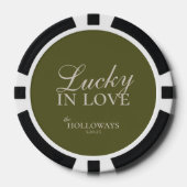 Olive Green Personalized Wedding Guest Book Poker Chips (Voorkant)