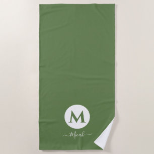 Olive Green Persoonlijke monogram keukenhanddoek Strandlaken