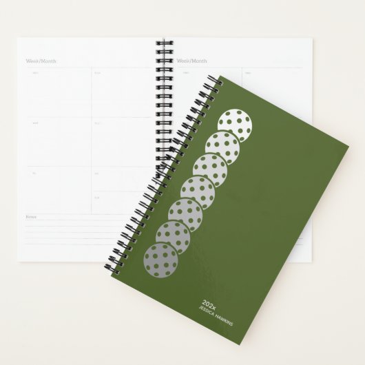 Olive Green Pickleball Personal Weekly Planner (Display)