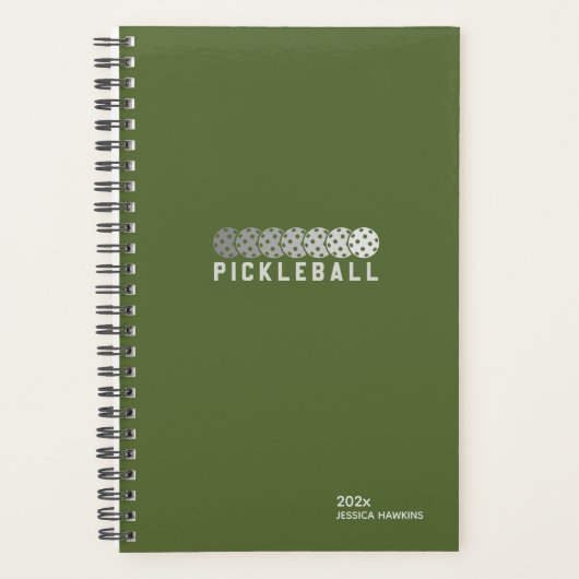 Olive Green Pickleball Personal Weekly Planner (Voorkant)