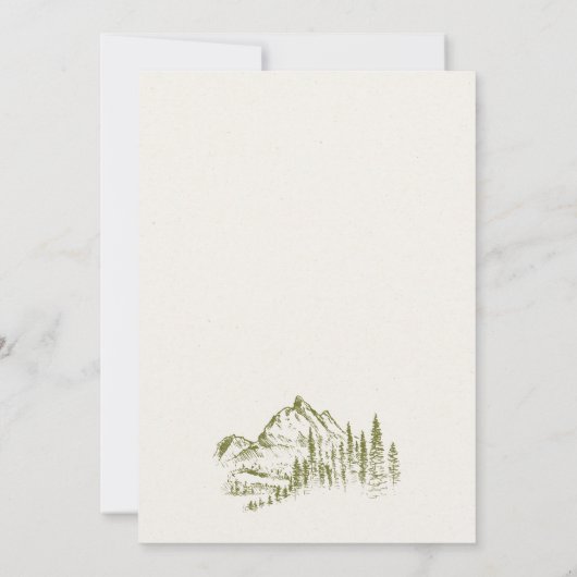 Olive Green Pine Mountain Sketch Bewaar de datum Bedankkaart (Achterkant)