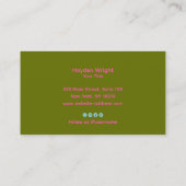 Olive Green Pink Retro Typografie Sterren Visitekaartje (Achterkant)