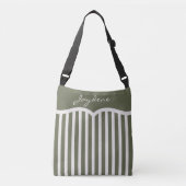 Olive Green Pinstriped Monogram Crossbody Tas (Voorkant)