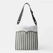 Olive Green Pinstriped Monogram Crossbody Tas (Voorkant)