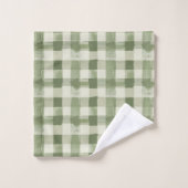 Olive Green Plaid Gingham Geruite Badkamer Bad Handdoek (Wasdoekje)