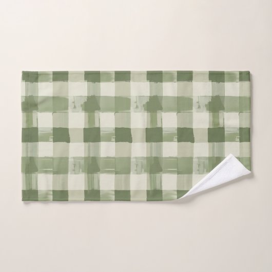 Olive Green Plaid Gingham Geruite Badkamer Bad Handdoek (Handdoek)