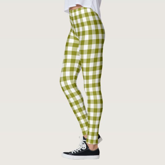 Olive Green Plaid Gingham Leggings (Links)