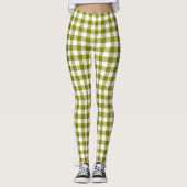 Olive Green Plaid Gingham Leggings (Voorkant)