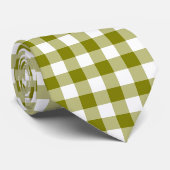Olive Green Plaid Gingham Neck Tie Stropdas (Opgerold)