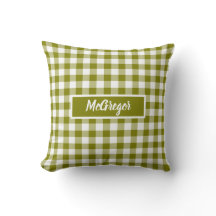 Olive Green Plaid Gingham Personalized