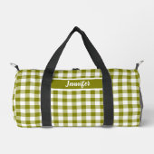 Olive Green Plaid Gingham Personalized Plunjezak (Voorkant)