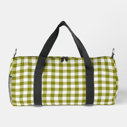 Olive Green Plaid Gingham Personalized Plunjezak (Achterkant)