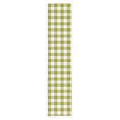 Olive Green Plaid Gingham Table Runner Korte Tafelloper (Voorkant)