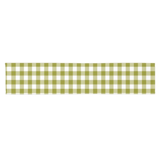 Olive Green Plaid Gingham Table Runner Korte Tafelloper (Horizontaal)
