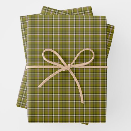 Olive Green Plaid Retro Color Inpakpapier Vel (In situ)