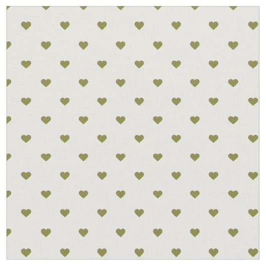 Olive Green Polka Dot Hearts Stof (Close Up)