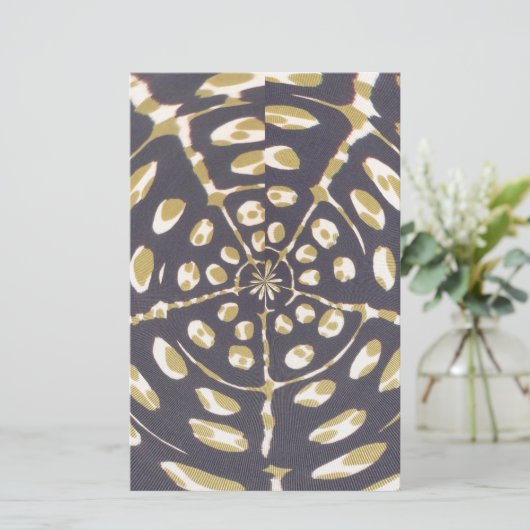 Olive Green Polka Dot Radial Pattern Art Print Briefpapier (Staand voorkant)