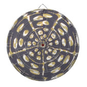 Olive Green Polka Dot Radial Pattern Art Print Dartbord (Voorkant)