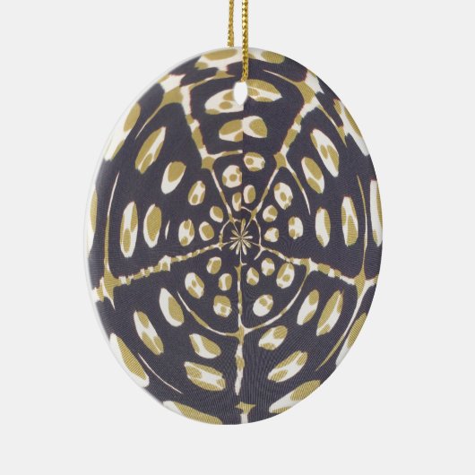 Olive Green Polka Dot Radial Pattern Art Print Keramisch Ornament (Rechts)