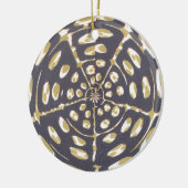 Olive Green Polka Dot Radial Pattern Art Print Keramisch Ornament (Links)