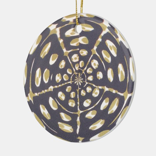 Olive Green Polka Dot Radial Pattern Art Print Keramisch Ornament (Links)