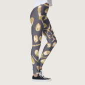 Olive Green Polka Dot Radial Pattern Art Print Leggings (Rechts)