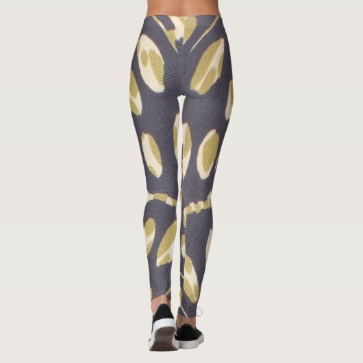 Olive Green Polka Dot Radial Pattern Art Print Leggings (Achterkant)