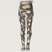 Olive Green Polka Dot Radial Pattern Art Print Leggings (Voorkant)