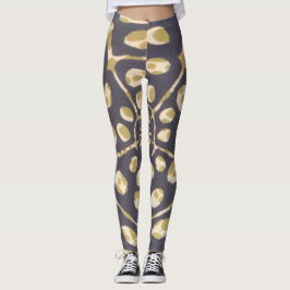 Olive Green Polka Dot Radial Pattern Art Print Leggings