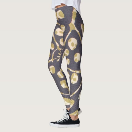 Olive Green Polka Dot Radial Pattern Art Print Leggings (Links)