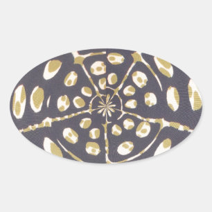 Olive Green Polka Dot Radial Pattern Art Print Ovale Sticker
