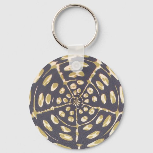 Olive Green Polka Dot Radial Pattern Art Print Sleutelhanger (Voorkant)