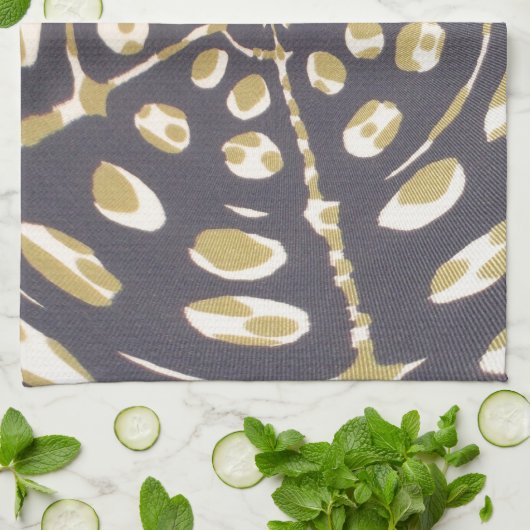 Olive Green Polka Dot Radial Pattern Art Print Theedoek (Gevouwen)