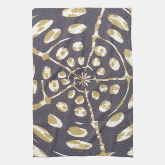 Olive Green Polka Dot Radial Pattern Art Print Theedoek (Verticaal)