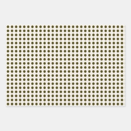 Olive Green Polka Dots en Old Lace Solid Kleur Inpakpapier Vel