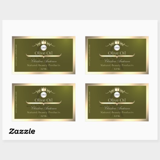 Olive Green Product Label Gold Frame Logo Monogram (Vel)