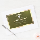 Olive Green Product Label Gold Frame Logo Monogram (Envelop)