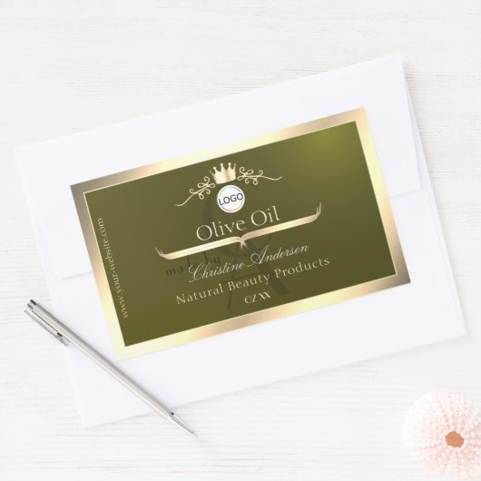 Olive Green Product Label Gold Frame Logo Monogram (Envelop)